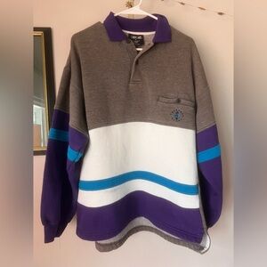 Vintage 1990 Cherokee Rugby Polo with Teal and purple Accents